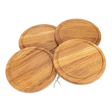 Lade das Bild in den Galerie-Viewer, Schneidebrett Eichenholz - rund 30 cm mit Saftrille und Griff HOF