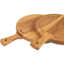 Lade das Bild in den Galerie-Viewer, Schneidebrett Eichenholz - rund 30 cm mit Saftrille und Griff HOF