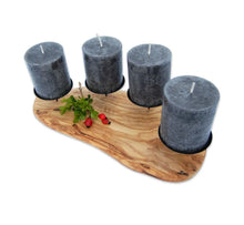 Lade das Bild in den Galerie-Viewer, Olivenholz Kerzenhalter ADVENT DOM