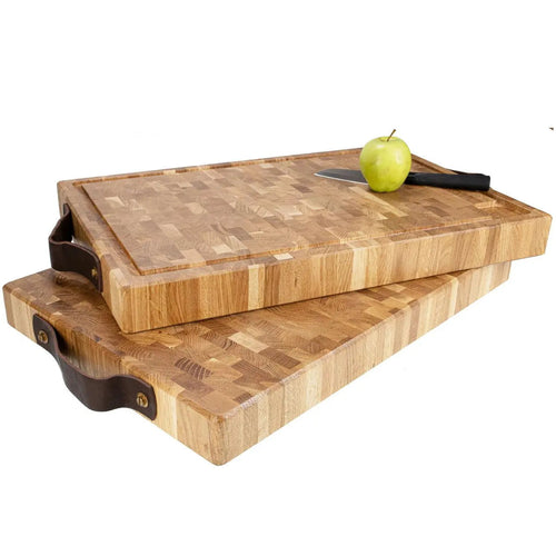 Hackblock aus Eichenholz XXL - 60 cm Stirnholzbrett mit Saftrille HOF